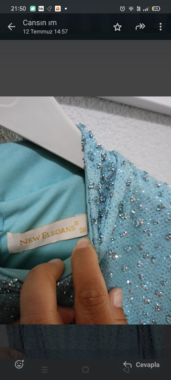 Uzun Kollu Gri Simli Modern Klasik Kadın Elbise - Görsel 5