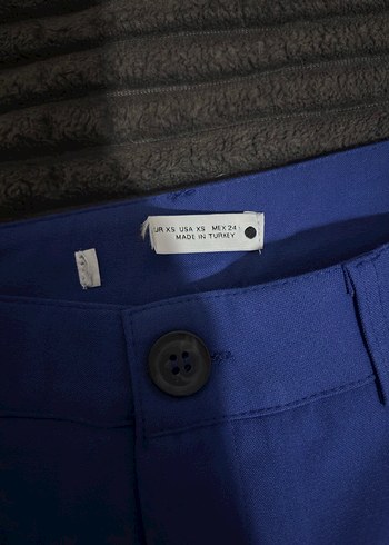 Kadın Mavi Pilili Midi Kumaş Pantolon - Görsel 2