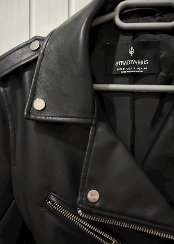 Siyah Deri Biker Ceket, Kemerli, - Görsel 6