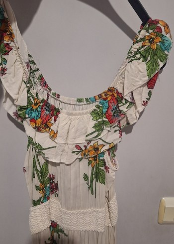 Çiçek Desenli Uzun Bohem Elbise - Görsel 2