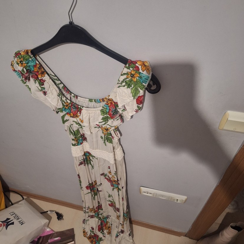 Çiçek Desenli Uzun Bohem Elbise - Görsel 4