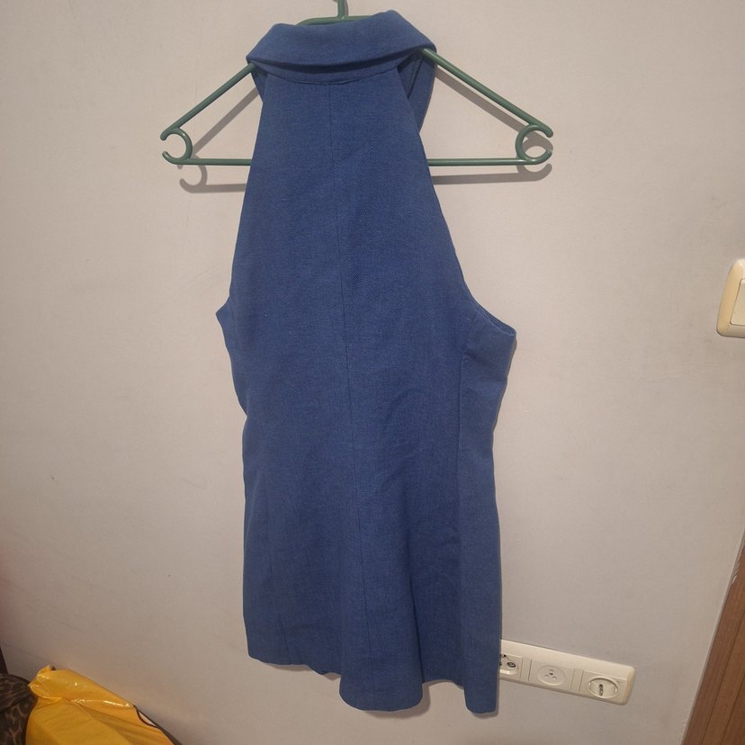 Düğmeli Kolsuz Keten Mini Gömlek elbise - Görsel 2