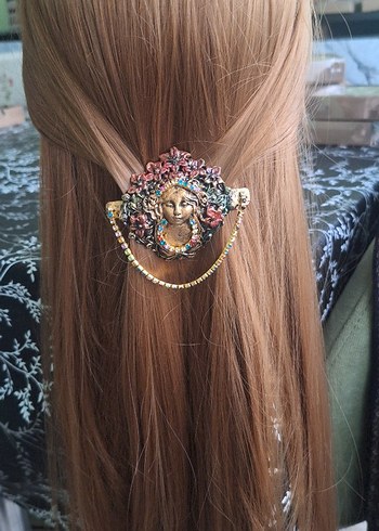 Kristal taşlı Bohem el yapımı saç tokası benzeri bile yok - Görsel 2