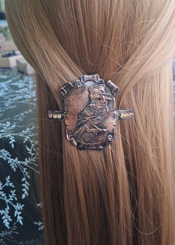 Kahverengi Vintage görunumlü el yapimi sac tokası - Görsel 2