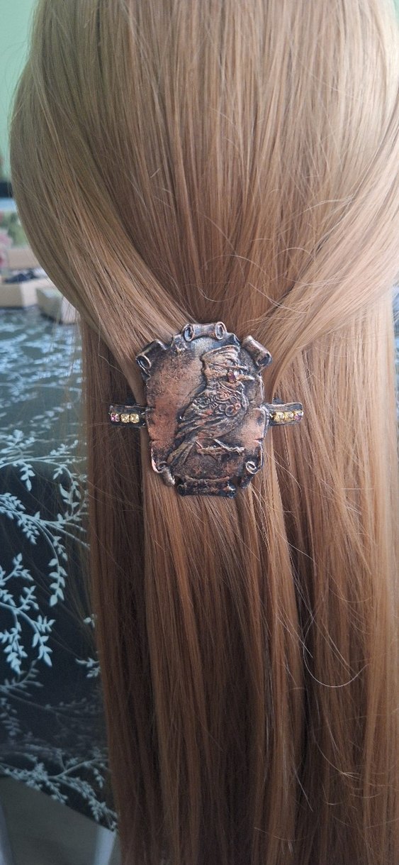 Kahverengi Vintage görunumlü el yapimi sac tokası - Görsel 2