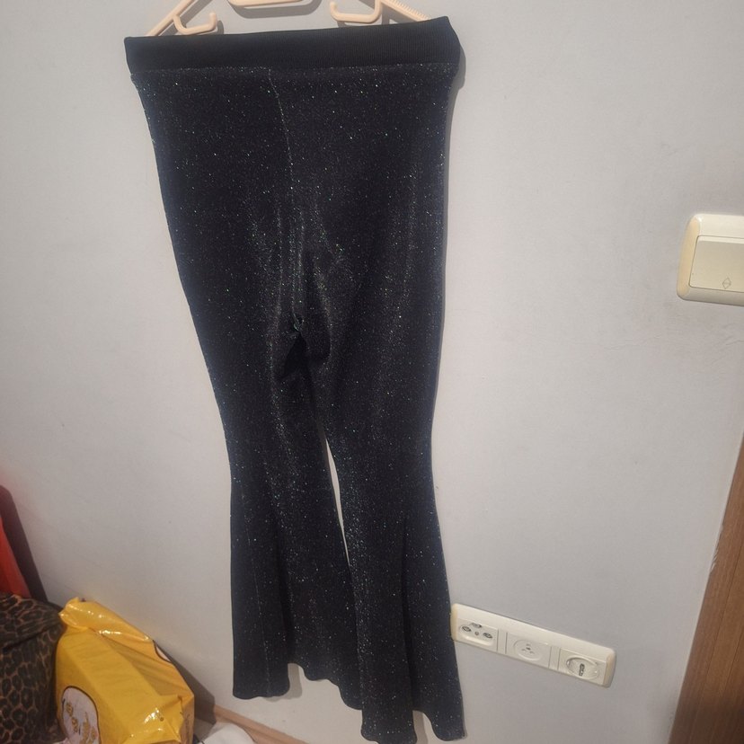 Siyah Parlak simli Kadın Pantolon - Görsel 4