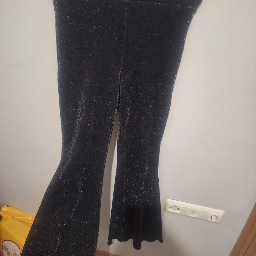 Siyah Parlak simli Kadın Pantolon - Görsel 3