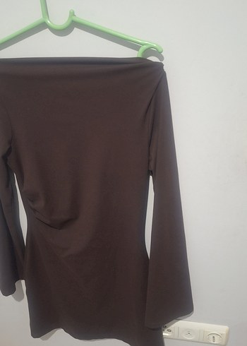 Kadın Kahverengi Uzun Kollu mini elbise - Görsel 3