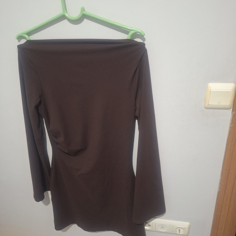 Kadın Kahverengi Uzun Kollu mini elbise - Görsel 3