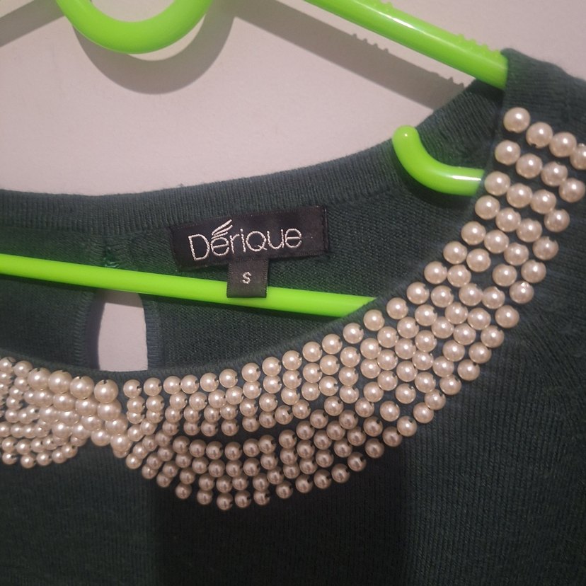 İnci Detaylı Yeşil Triko Kazak - Görsel 4