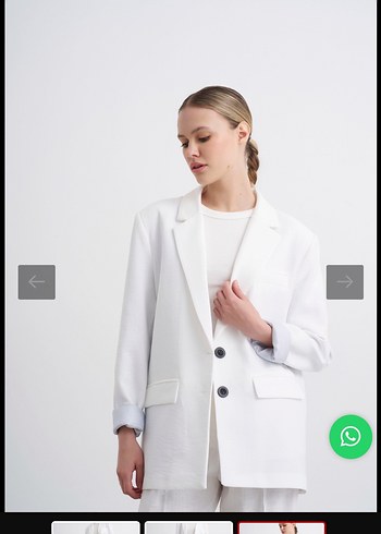 Beyaz Kadın Keten Blazer Ceket