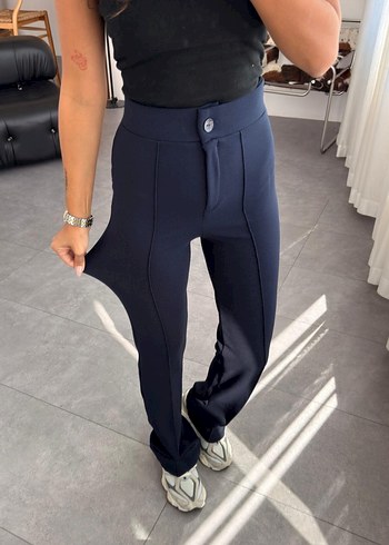 Zara Lacivert Midi Denim Kadın Kumaş Pantolon