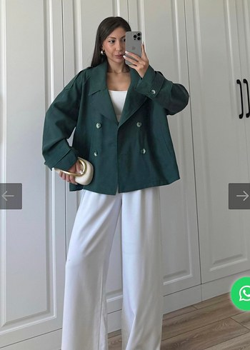 Zara Parlak Yeşil Kadın Trençkot