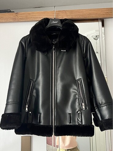 Stradivarius pilot biker ceket deri