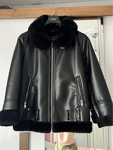 s Beden Stradivarius pilot biker ceket deri