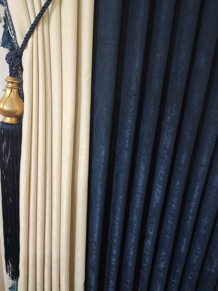 Koyu Mavi Düz Fon Perde - Görsel 4