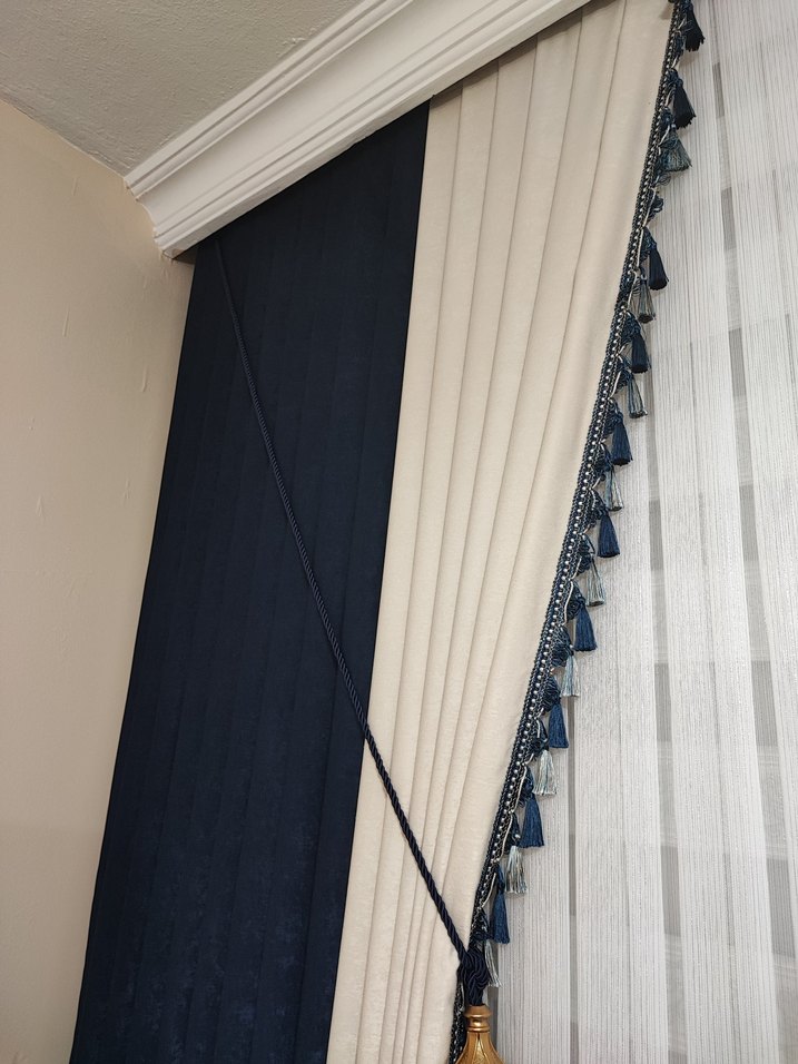 Koyu Mavi Düz Fon Perde - Görsel 2