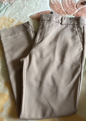 Bej Kadın Kumaş Pantolon Normal Boy