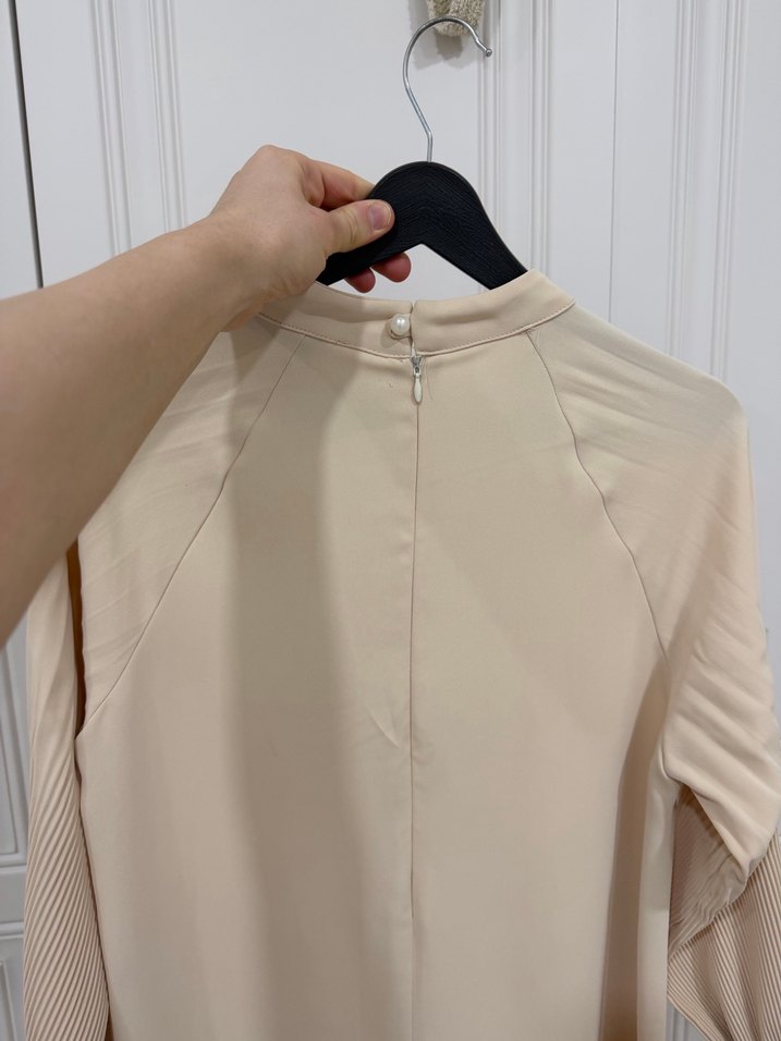 Bej Pilili Uzun Kadın Elbise - Görsel 3