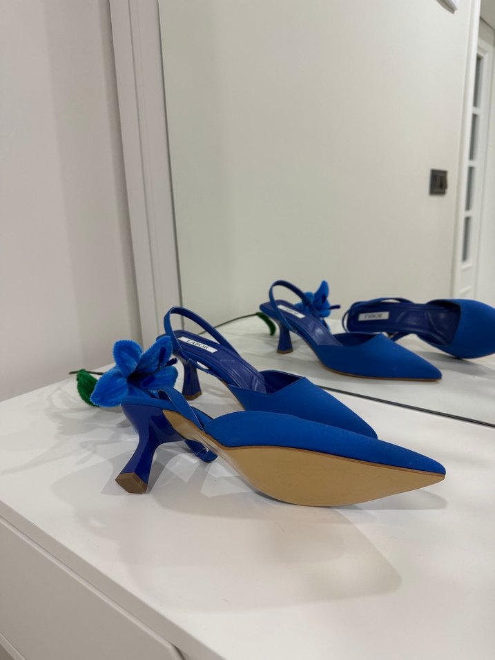 Mavi Stiletto Topuklu Kadın Abiye Ayakkabı - Görsel 3