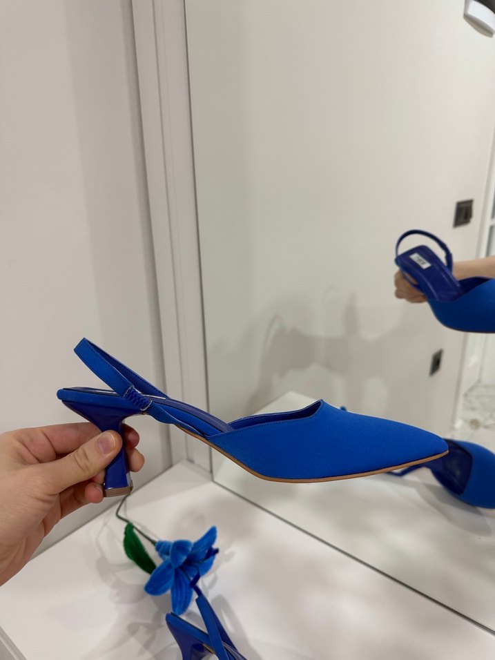 Mavi Stiletto Topuklu Kadın Abiye Ayakkabı - Görsel 4