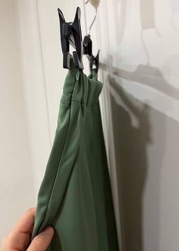 Yeşil Uzun saten Kadın Etek - Görsel 3