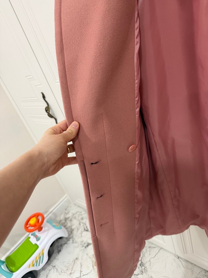 Çiçek İşlemeli Düğmeli Uzun Kadın Kaban - Görsel 5