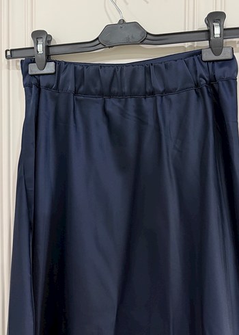 Lacivert Uzun Saten Etek - Görsel 2