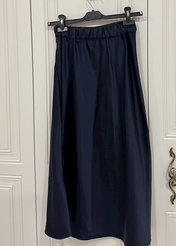 Lacivert Uzun Saten Etek - Görsel 3