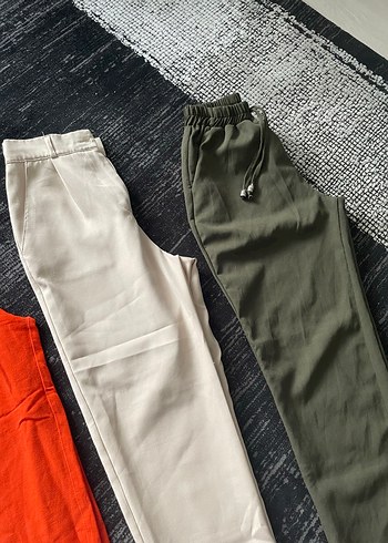 Diğer Kadın Çok Renkli Keten Salaş Midi Pantolon