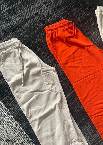 s Beden Kadın Çok Renkli Keten Salaş Midi Pantolon