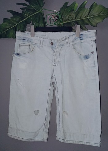 Erkek Beyaz Denim Mini Jean Şort