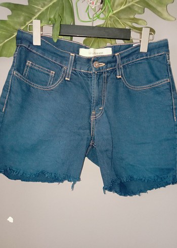 Lacivert Bol Kesim Mini Denim Şort