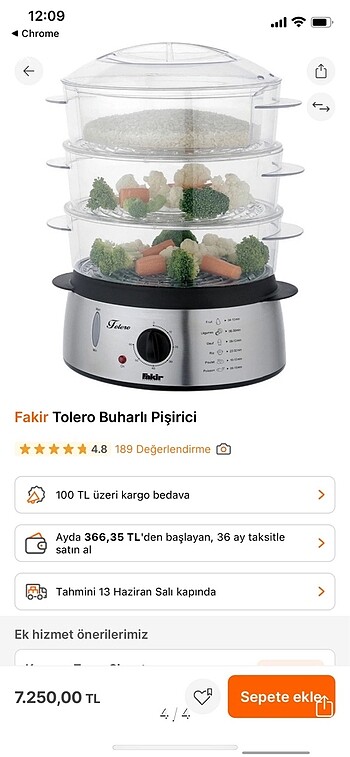 Beden gri Renk Fakir Toledo buharlı pişirici