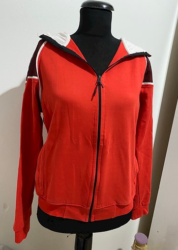 Kırmızı Fermuarlı Kadın Sweatshirt