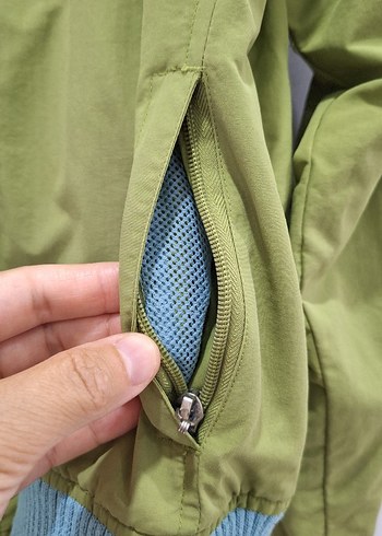 Yeşil Kapüşonlu Fermuarlı Yağmurluk - Görsel 6