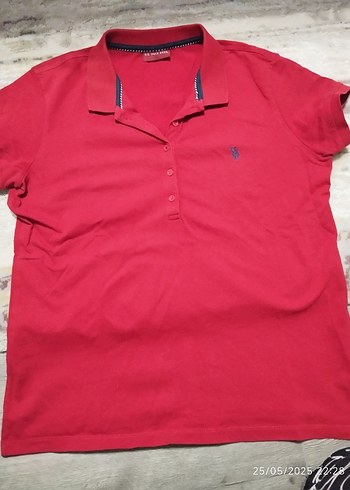 42 Beden kırmızı Renk U.S Polo Assn. Erkek Kırmızı V Yaka Polo Tişört