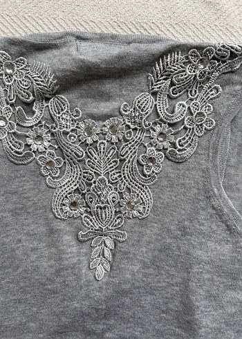 Mango Gri Kolsuz Kadın Triko Bluz - Görsel 4