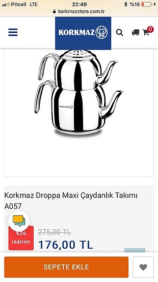 Korkmaz droppa maxi çaydanlık