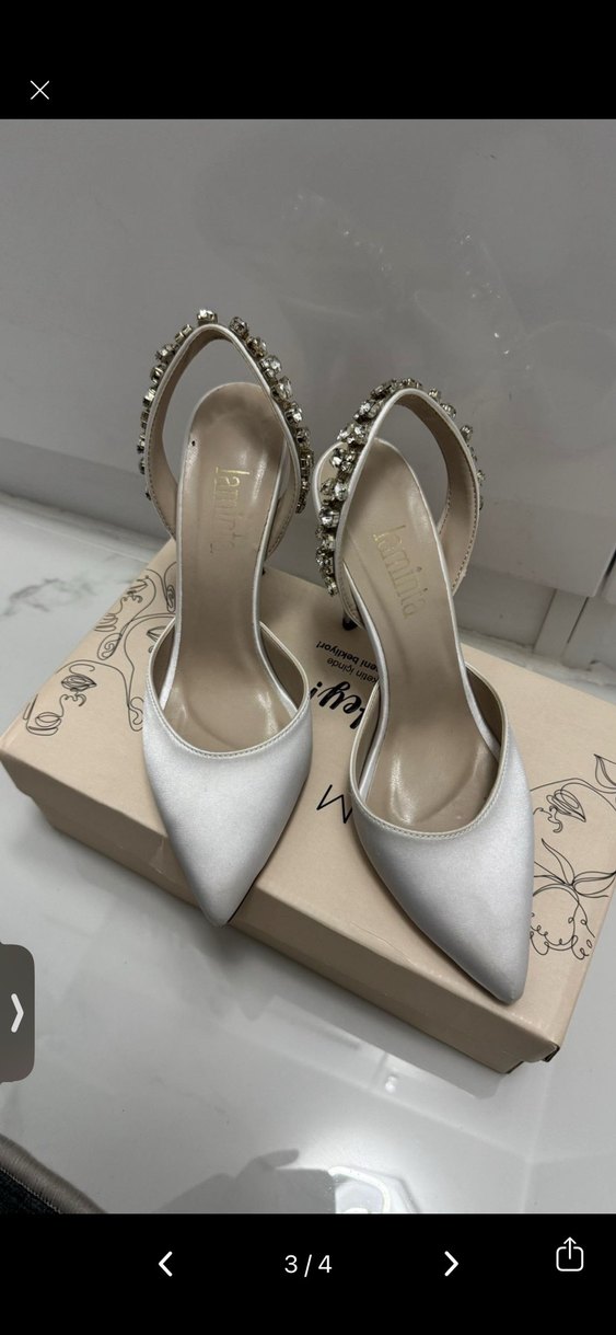 İnci Detaylı Beyaz Stiletto Gelin Ayakkabısı - Görsel 2