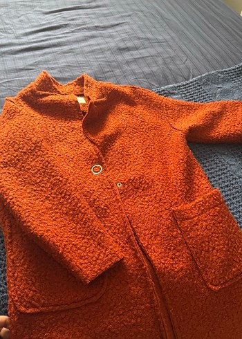 Turuncu Buklet Kumaş Kaban - Görsel 3