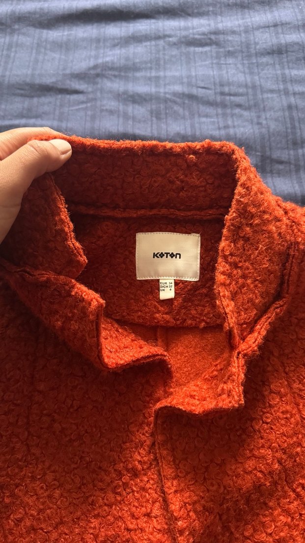 Turuncu Buklet Kumaş Kaban - Görsel 2