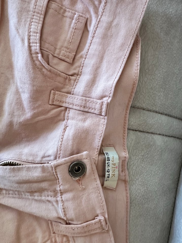 Düğmeli Bej Keten Mini şort - Görsel 2