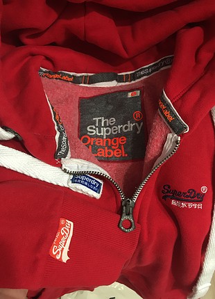 s Beden Superdry kırmızı kapüşonlu hırka