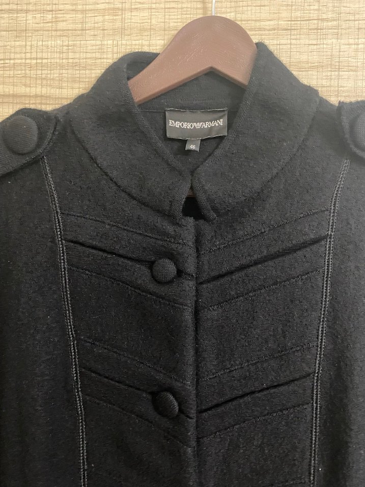 Düğmeli Emporıo Armanı Siyah Kadın Kaban - Görsel 2
