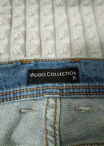 Gri Örgü Detaylı Midi Boy Bol Kesim Kot Pantolon - Görsel 4