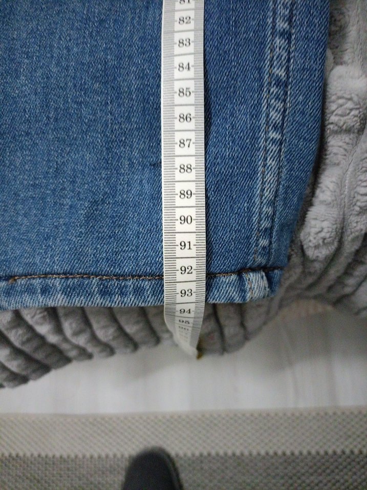 Gri Örgü Detaylı Midi Boy Bol Kesim Kot Pantolon - Görsel 2