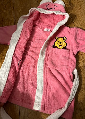 Kız bebek Pembe Baskılı Bornoz - Görsel 2