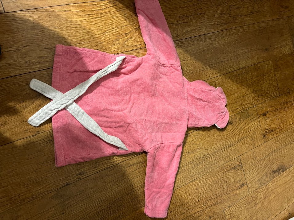 Kız bebek Pembe Baskılı Bornoz - Görsel 4