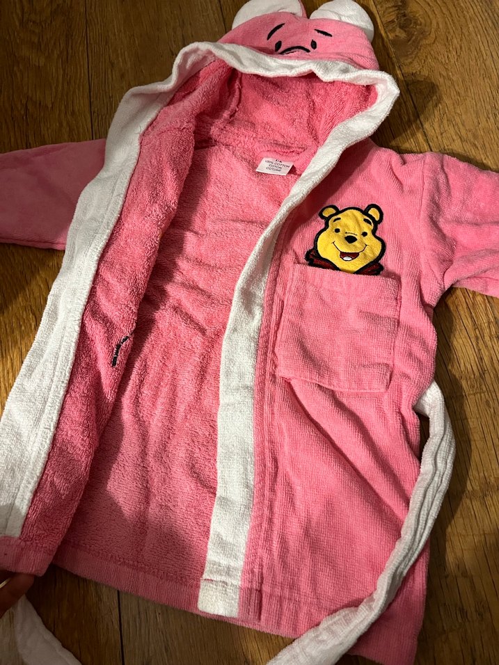 Kız bebek Pembe Baskılı Bornoz - Görsel 2